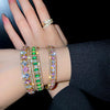 Geometric Zircon Bracelet Bangles For Women Pink Green Cuff Bracelets Weddings Party Jewelry - Image 3
