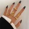 Ten-Piece Stacking Ring Set with Gold-Tone or Silver-Tone Designs - Image 44