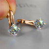 Cute Female Champagne Square Jewelry Crystal Zircon Stone Hoop Earring Rose Gold Color Wedding Earrings For Women - Image 1