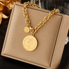 Meyrroyu 316L Stainless Steel Hip Hop PunkVintage Multilayer Coin Pendant Necklace For Women Double Layer Chain Necklace Jewelry - Image 23
