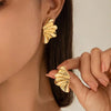 Vintage Irregular Half Flower Stud Earrings for Women Elegant Geometric Metal Petals Piercing Earring Party Jewelry Gifts - Image 1