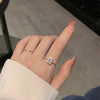 Classic Square Zircon Wedding Engagement Rings for Women Open Adjustable Geometry Shine Rings Charm Jewelry - Image 4