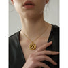 Stainless Steel Round Circle Pendant Necklace Pvd Plated Statement Neck Jewelry - Image 2
