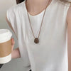 Retro Oval Sweater Chain Adjustable Drawable Black Rope Women Necklace Collarbone Chain Women - Image 1