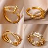 Stainless Steel Oval Hollow Zircon Open Rings For Women Gold Color Wedding Aesthetic Ring Summer Jewelry Accessories Bff - Image 1