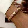 Sweet Pink Enamel Dropped Glaze Flower Texture Bracelet For Women Retro Leaf Star Floral Embossed Zircon Bangle Party Jewelry - Image 26
