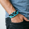 3Pcs/Set Men Natural Tiger Eye Lava Rock Beaded Bracelets Matte Black Onyx Stone Strand Bracelet For Man Yoga - Image 3