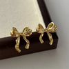 Design Sweet and Cool Style Bow Knot Stud Earrings Women's Simple Elegant Metal Jewelry Gifts - Image 4