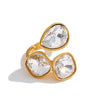 Stainless Steel Colorful K9 Crystal Open Adjustable Ring Golden Pvd Plated Finger Jewelry - Image 14