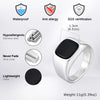 Stylish Black Stone Rings for Men Boys, Stainless Steel Geometric Square Ring Signet Ring,Jewelry Gifts for Him - Image 4