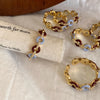 Silver Open Finger Ring Golden Enamel Donut Dazzling Geometric Punk For Women Jewelry Gift - Image 1