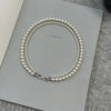 elegant 8-shaped buckle double pearl necklaces unique detachable suitable for wearing linen gray chains jewelry - Image 8
