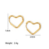2pcs Gold Color Stainless Steel Heart Earrings Studs For Women Girl, Simple Punk Hoop Earrings Piercing Jewelry Gift - Image 6