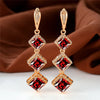 Rose Gold Color Birthstone Clip Earrings Blue Zircon Stone Long Dangle Wedding Jewelry For Women - Image 3