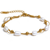 Pearls Double Layer Chain Stainless Steel Charm Bracelet Bangle Women Stylish Summer Jewelry - Image 7