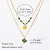 316L Stainless Steel Green Clover Zircon Necklace Bracelet Earrings For Women Party Gift Jewelry 3-Set - Image 2