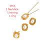 TD Classic Nature Stone Tiger-eye Earrings and Necklace Set Stainless Steel Pearl Stud Earrings for Women - Image 16
