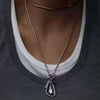 Personality Sliver Color Irregular Geometric Grey Teardrop-shaped Pendant Snake Bone Chain Necklace for Women Jewelry - Image 4