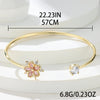Cute Plant Pink Cherry Flower Bracelet Gold Color Small Zircon Stone Charm Open Adjustable Bracelets For Women Wedding Jewelry - Image 4