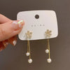 Zircon Flower Earring Female Temperament Tassels Imitation Pearl Drop Earrings for Women Jewelry Gif - Image 3
