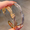 Twisted Knot Open Cuff Bangle Bracelet Sparkling Zircon Inlaid Bracelet Party Gift Jewelry - Image 4