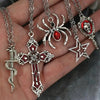 5Pcs Gothic Necklace Set For Women Halloween Jewelry Heart Bat Spider Cross Pendant Sweater Chain Daily Accessories Gift - Image 4