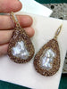 Natrual Baroque Freshwater Pearl Water Drop Earrings Leather Grey Rhinestone Crystal Jewelry for Women Snake Skin Pattern Back - Image 5