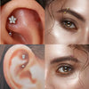 3PCS Heart Eyebrow Piercing Set Crystal Curved Barbell Piercing Flower Rook Earring Bulk CZ Star Eyebrow Ring Pack Daith Earring - Image 2