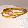 Zircon Stainless Steel Bracelet For Women Geometric Leaf Rhinestone Shell Bangles Couple Jewelry - Image 4