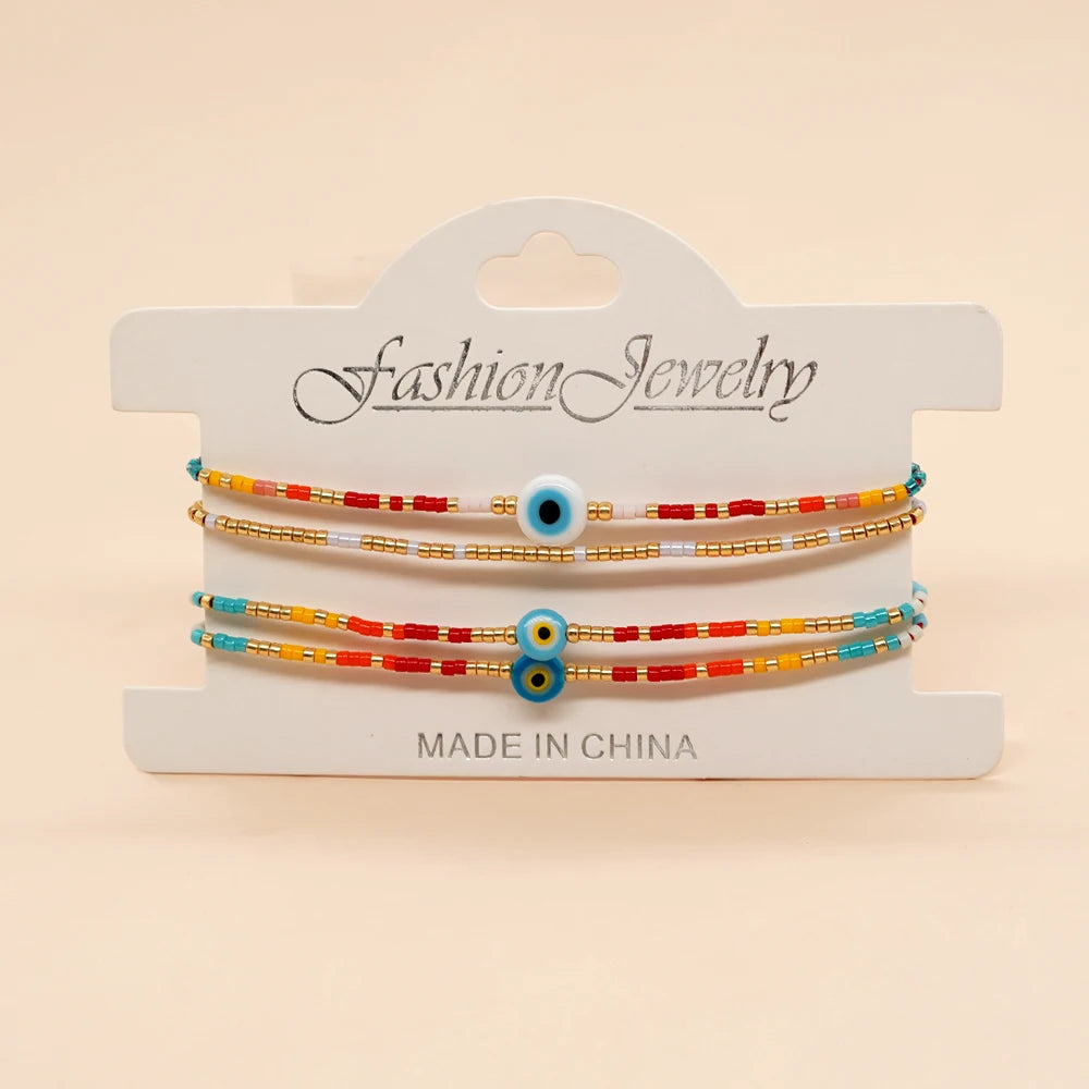 Multilayer Chains Charm Bracelets for Women Men Evil Eye Beaded Red Rope Lucky Bracelet Handmade Jewelry Gift - Image 1