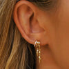 Gold Plated Triple Huggie Stud Earrings Cute Statement Chain Earring Dainty Drop Earrings for Women Jewelry - Image 5