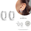 Silver Women Hoop Earrings Gifts For Girl U Rhombic Shape Geometric Lines Zircon Earring - Image 13