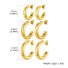 Three Pieces Set High-polished Stainless Steel C-shaped Earrings for Women, Minimalist Gold Plated Hoop Earrings - Image 7