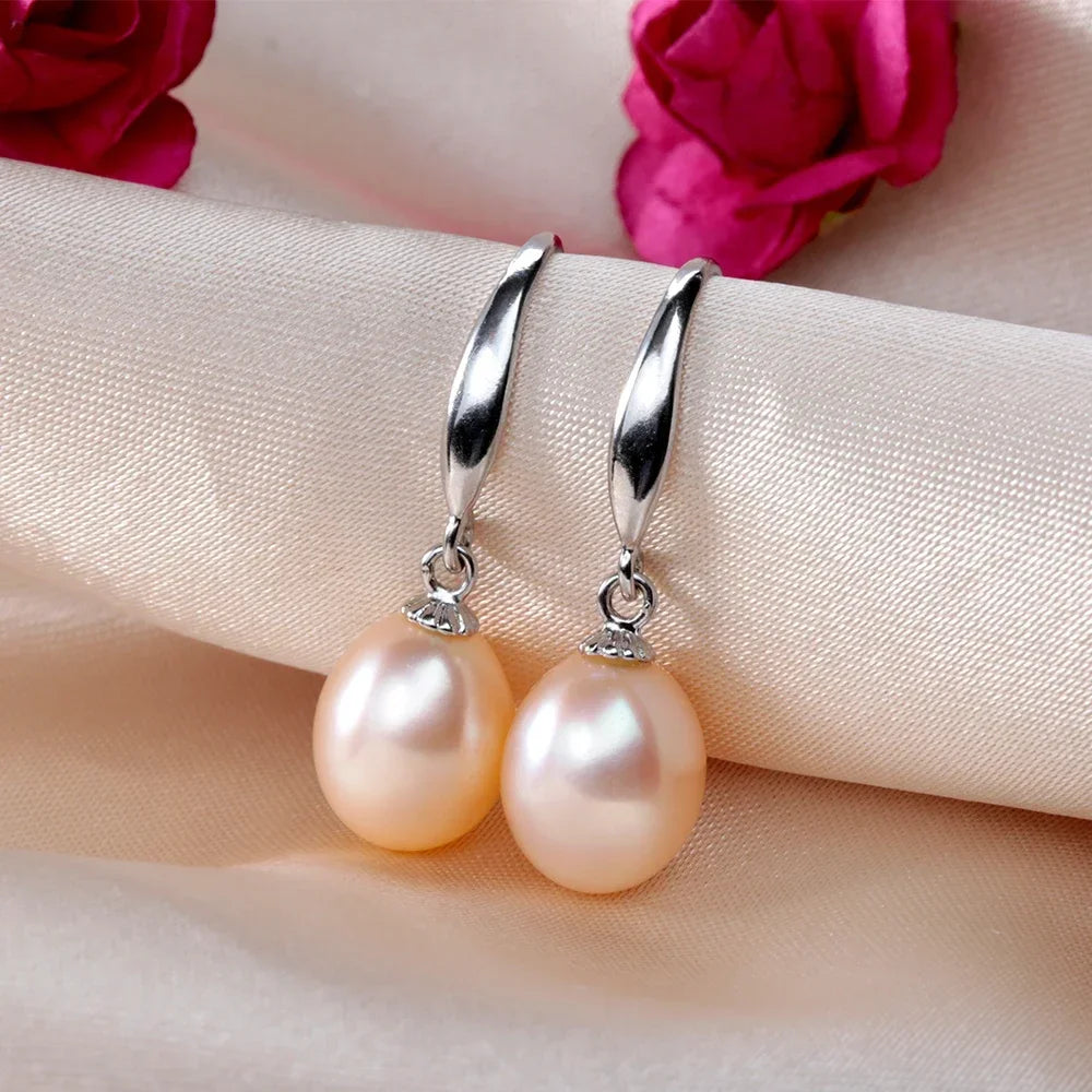 Natural Freshwater Cultured Pearl Drop Earrings for Women Silver Earrings Wedding Jewelry - Image 1
