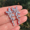 Leaf Zircon Drop Earrings for Women White Gold Color Marquise Crystal Bridal Earring Wedding Party Jewelry - Image 2