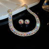 Green Rhinestone Necklace Stud Earrings For Women Crystal Choker Necklaces Ladies Weddings Banquet Jewelry Set K - Image 19