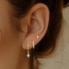 3PCS Unique Cubic Zircons Star Dangly Hoop Earrings Set for Women Tiny Stud Ear Cartilage Piercing 3 Holes Mismatched Jewelry - Image 6