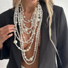 Imitation Pearl Multi-Layer Choker Necklace with Long Tassel Pendant - Image 10