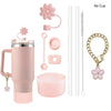 9pcs Accessories Set 3 Spill Proof Stopper Flowers Straw Cover Boot 2 Straw and Brush and 1 Flower Charm Chain for Stanley Cup - Image 1