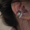 Geometric Double Layer Ear Cuff with Cubic Zirconia No Piercing Needed - Image 3