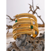 White Green Black Cubic Zirconia Stainless Steel Elastic Metal Statement Bracelet Bangle Golden Jewelry - Image 6