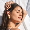 Elegant Gold Color Chunky Wide Texture C Shape Hoop Earring for Women Polished Stainless Steel Huggie Jewelry Gifts - Image 2