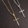 Christian Jesus Cross Necklaces Silver Color Long Chain Simple Pendants For Women Men Jewelry Gifts - Image 1