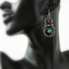 Bohemian Round Blue Stone Earrings Handmade Jewelry Metal Silver Color Hand Engraved Round Dangle Earrings - Image 3