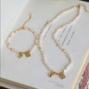 Freshwater Pearl Romantic Love Heart Gold Female Jewelry Set For Women Necklace Bracelet - Image 1