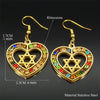 Heart Hexagram Star of David Jewish Earring for Women Rhinestone Stainless Steel Gold Color Amulet Drop Earrings Jewelry E6474S0 - Image 4