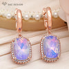 Elegant Rectangle Crystal Dangle Earrings For Women Wedding Rose Gold Color Cubic Zirconia Jewelry - Image 3
