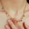 316L Stainless Steel Ball Chain Necklace with Multicolor Crystal and Zircon Details - Image 4