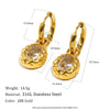 Colorful Zircon Stone Hoop Earring Hammered Pattern Oval Earrings Stainless Steel Gold Plated For Women's Gift - Image 8