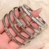 Stainless Steel Bangle Bracelet with Cubic Zirconia Details in Gold-Tone or Silver-Tone - Image 24